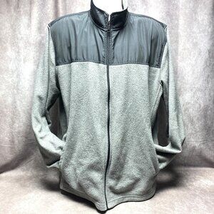 Starter Mens 2XL Grey Black Full-Zip Fleece Jacket With Pockets